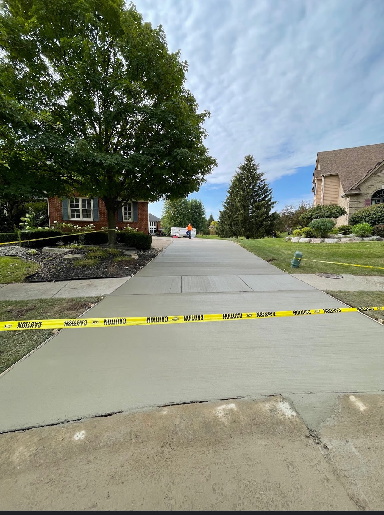 Fresh residential concrete driveway